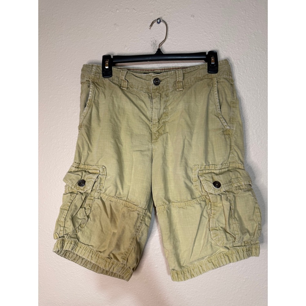American Eagle Mens Cargo Shorts Khaki Tan Ripstop Cotton Size 30 Utility Casual